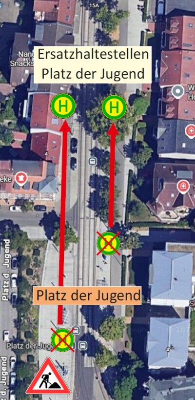 Karte Umleitung Linie 14