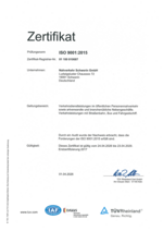 Bild zum Tüv Zertifikat ISO 9001:2015