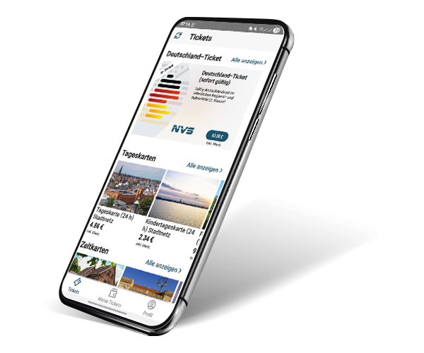 Smartphone mit NVS App Deutschlandticket
