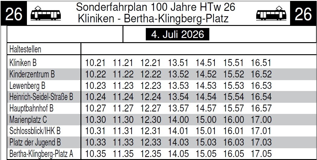 Fahrplan Sonderfahrt